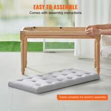 KOMHTOM Banco tapizado, otomana de 40 cm de ancho, reposapiés con relleno de espuma y patas de madera de caucho, banco para zapatos, reposapiés acolchado, banco de entrada para comedor, sala de estar, dormitorio y pasillo, beige