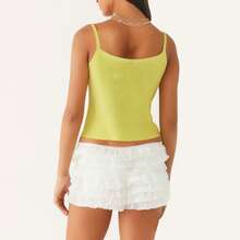 Women Y2k Starfish Cami Top Rhinestone Printed Crop Tank Tops Slim Fitted Knit Going Out Summer Beach Sleeveless Shirts Vest - Yellow - View 3