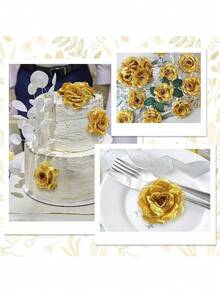 60/80 chiếc hoa hồng nhân tạo màu vàng, hoa đầu hoa hồng có thân hoa hồng ngọc lục bảo nhân tạo số lượng lớn - Hoa hồng lụa giả cho bó hoa cưới, tiệc, trang trí nhà, đồ trang trí trung tâm bàn, quà tặng trang trí Ngày Thánh Patrick - Vàng - Xem 11