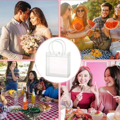 50/20/10/1 pieza Bolsas de regalo transparentes reutilizables, bolsas de tote para bodas, bolsos minimalistas, bolsas de regalo elegantes, bolsas para obsequios de fiestas, adecuadas para bodas, despedidas de soltera, aniversarios, cumpleaños, fiestas de adolescentes y fiestas temáticas