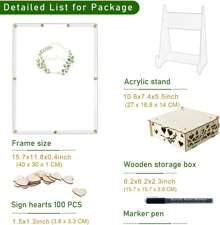 2025Hot SaleAerWo Wedding Guest Book, Guest Book Wedding Reception, Acrylic Guest Book Drop Box With Stand, Plywood Box, Wooden Hearts And Marker Pen, Wedding Signs Ceremony And Reception