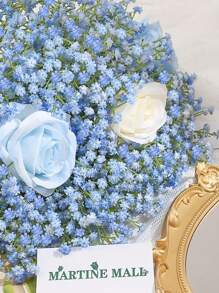 12 Stück (53 cm) - Künstliche Schleierkraut Blumen, weiße Schleierkraut Blumen mit langen Stielen, echte Berührung künstliche hellblaue Schleierkraut Gypsophila für Hochzeit Brautstrauß, Party Arrangement, Heim Dekoration, Schlafzimmer Dekoration, Tisch Dekoration, Außen Dekoration, Garten Dekoration, Vase Füllung Dekoration, Hochzeit Dekoration und Raum Dekoration