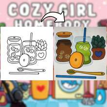 【热销】温馨少女宅家主题插画涂色书，独立插画涂色页，成人减压玩具，厚纸绘画书，放松身心，缓解焦虑，释放情绪，大胆放松涂色书 - 适合作为小礼物、朋友假期休闲礼物、文具、学习用品，适合送给女孩、情人节、新年礼物 - Cozy Girl Homebody - 查看 4