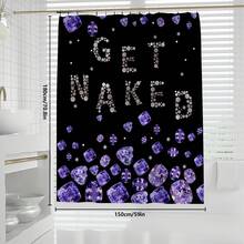 1pc/4pcs Purple Diamond Pattern Multifunctional Bathroom Set, Including Waterproof Shower Curtain With 12 Hooks, Anti-Slip Bath Mat, U-Shaped Floor Mat And Round Toilet Lid Cover, Suitable For All Bathroom Scenes Bathroom Accessories Back To School