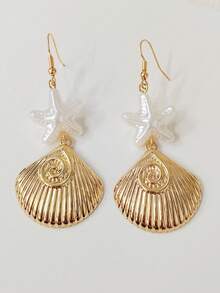 镀金海星螺旋形耳环 女士夏季海滩饰品 - starfish spiral earring - 查看 8