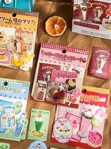 1 Pack Of 30pcs Retro Style Sweet Shop Chocolate Shiny Creative DIY Phone Case, Diary, Scrapbooking Decorative Stickers, School Supplies,Back To School