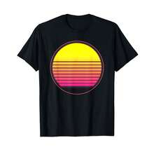 Glowing Sun Aesthetic Vaporwave Art Retro Music Artists Gift T-Shirt- LU Holiday Gifts - Black - View 1