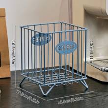 1pc Coffee Capsule Storage Box - Metal Material, New Square Design High Capacity Organizer, Home, Snack And Candy Storage Basket, Ideal For Kitchen, Bar Or Coffee Shop Counter Display, Colorful Coffee Bar Decor