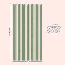 1/4pcs White And Green Stripe Theme Bathroom Curtain Set, Polyester Waterproof Shower Curtain, Bathroom Decor, Easily Washable Curtain With Hooks, Fashionable Door/Window Curtain, Shower Room Divider Curtain, Machine Washable Bathroom Accessories Back To School