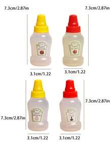 4PCS Condiment Squeeze Bottles, Ketchup Bottle, Salad Dressing Bottle, Mustard Bottle, Soy Sauce Bottle, Reusable Leakproof Portable, Kitchen Cooking, BBQ Seasoning, Picnic Essential, Camping Supplies, Food Lovers, Kitchen Storage, Practical Gadgets, Sauce Bottles, Condiment Dispenser, Dipping Sauce Bottle, Mini Condiment Bottles, Easy To Squeeze, Easy To Carry. - Multicolor - View 2