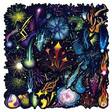 50 件彩色烟花卡通唯美涂鸦贴纸创意烟花装饰手册水杯行李贴纸学校用品，返校 - 彩色 - 查看 1