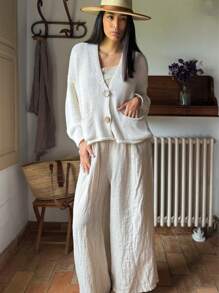 Women Retro Casual Cardigan - Soft Acrylic Loose Long Sleeve Casual Elegant Jacket, Autumn/Winter