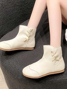 Latest Minimalist Ankle Boots Slim Fit Boots, Pull-On Flat Short Boots For Women, Spring & Autumn