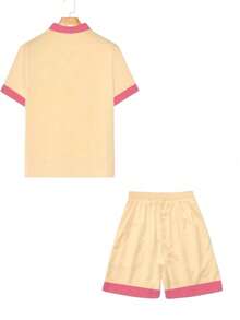 Women Casual Loose Short Sleeve Shirt And Wide Leg Shorts Set, Suitable For Vacation - Multicolor - View 2