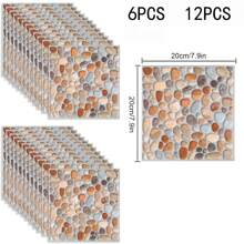 12 piezas de pegatinas de baldosas de piedra 3D autoadhesivas y extraíbles, adecuadas para cocina, baño, sala de estar, dormitorio, papel tapiz de pared, piso, fácil de instalar, 12 piezas/6 piezas, decoración de habitación, decoración de pared, pegatinas de pared, pegatina de pared
