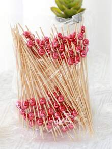 100 件/套一次性竹水果串，适用于汉堡、甜点、寿司、开胃菜、鸡尾酒、创意装饰