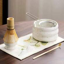 7pcs/Set Or 4pcs/Set Japanese Style Matcha Bowl Tea Set, Sanded Glaze Matte White, Includes Tea Whisk Holder - Multicolor - View 3
