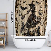 1 Stücke/4 Stücke Halloween Hexe Bad Kürbis Vorhang Dekoration, schönes Einweihungsgeschenk, moderne Heimdekoration, wasserdichter Duschvorhang und Toiletten-Bodenmatte Drei-Teile-Set mit 12 Duschvorhangösen Schulanfang
