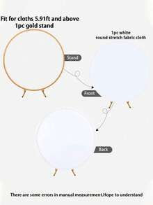 5.9 英尺（约 1.8 米）圆形拱门，白色圆形背景罩，Oh Baby 金色贴花，配套婚礼拱门花 - 可调节聚酯拱门背景罩，适用于婚礼拱门，婴儿洗礼生日派对摄影装饰，适用于男孩和女孩派对装饰