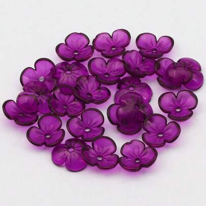 200pcs Colorful Transparent Acrylic Flower Beads DIY Bracelet Necklace Jewelry Spacers