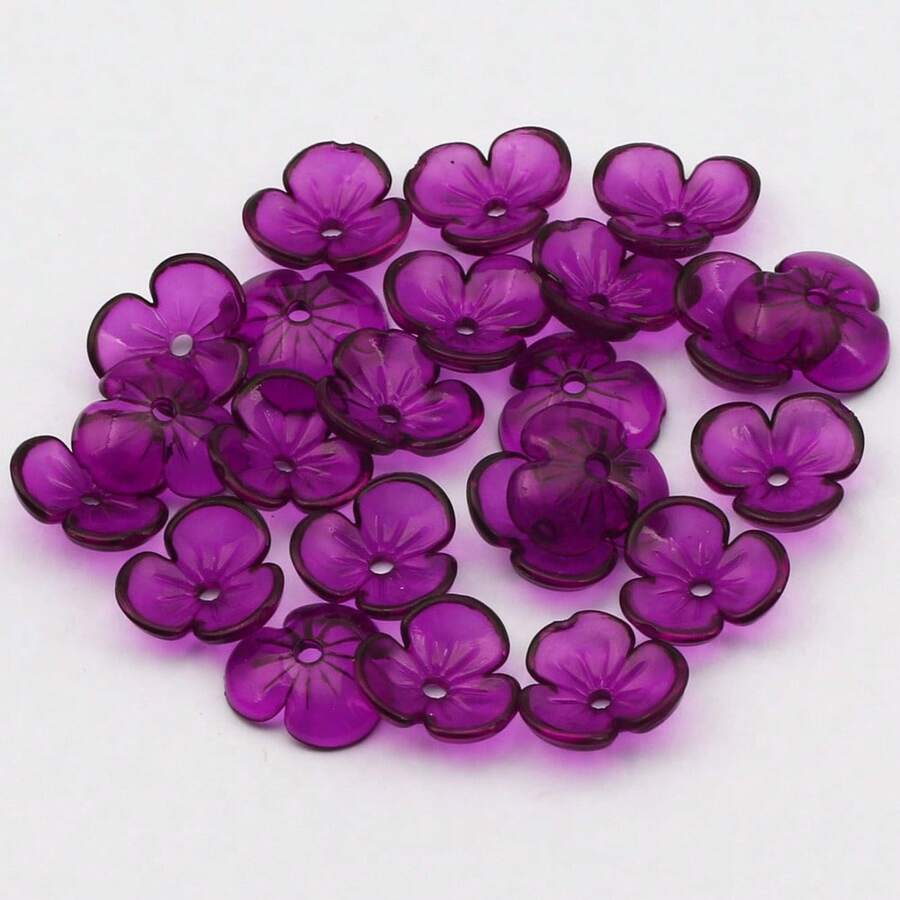 54 Perles Acryliques Transparentes Forme Fleur 24-33mm, Apprêts Bijoux DIY