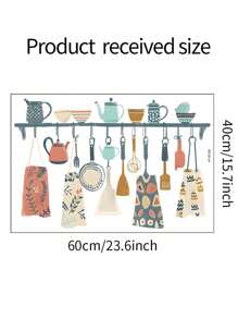 Kitchen Stickers/Decorative Stickers Kitchen Tableware Apron Bag Hanging Stickers Waterproof And Dustproof Stickers, 1 Piece Pvc Material Removable Wear-Resistant Stickers, Wall Stickers 23.6*15.7 Inches, Suitable For Kitchen Decoration, Wall Decoration, Restaurant Decoration, Interesting Birthday Gifts, Graduation Gifts, Make Your Home A New Look