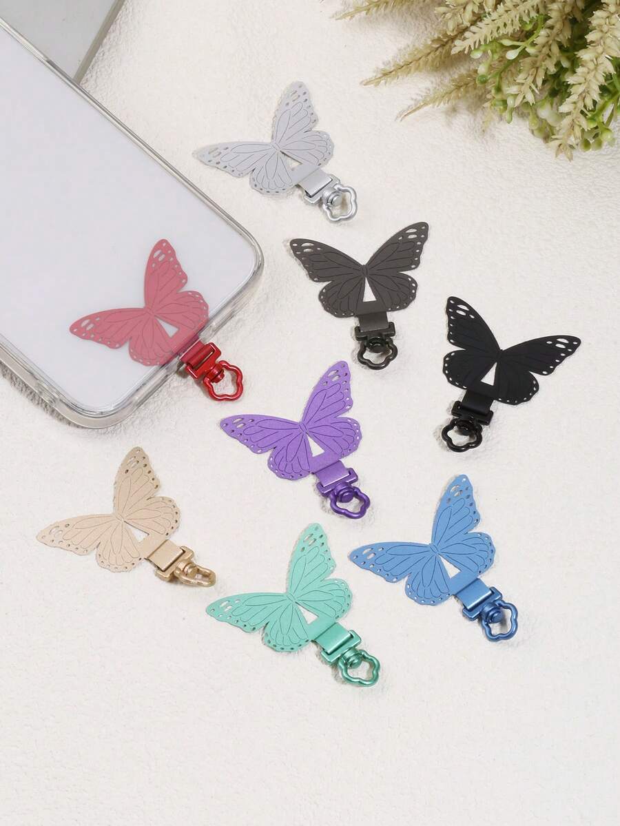 360°旋转超薄0.2mm手机支架板，304不锈钢手机夹，手机挂绳配件，单扣垫，超薄防丢背贴，坚固连接垫，单耳机夹，通用腕带金属垫贴纸夹 - 彩色 - 查看 1