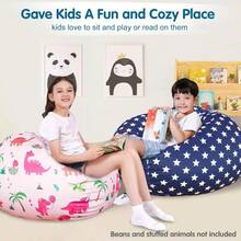 Lukeight Stuffed Animal Storage Bean Bag Chair Cover (No Filling) For Kids, Zipper Beanbag Chair Cover For Organizing Toddler And Kids' Rooms Plush Toys (Excavator Velvet, Large)