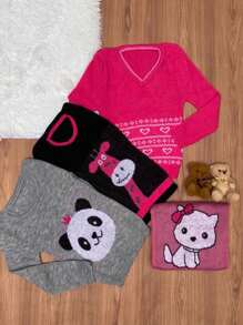 Kit 3 Suéter Feminino Infantil Menina Modelo Variadas blusas de lã Agasalho