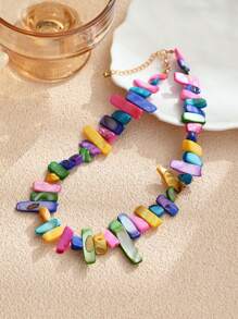 1/2/3/6/9pcs Multi-Color Natural Shell Asymmetrical Stone Sea Star Necklace Bracelet Set, Suitable For Women Spring/Summer Daily, Beach, Holiday & Casual Wear