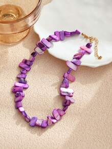 1/2/3/6/9pcs Multi-Color Natural Shell Asymmetrical Stone Sea Star Necklace Bracelet Set, Suitable For Women Spring/Summer Daily, Beach, Holiday & Casual Wear