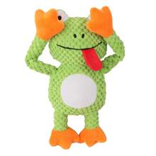 Juguetes para mascotas, muñeco de trapo para masticar y rana interactiva de peluche con forma de rana, resistente a mordiscos y con chillido