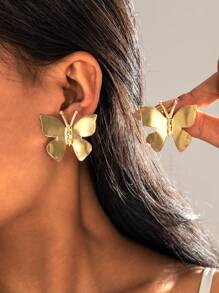 1 Pair Simple Elegant Drip-Oil Butterfly Jewelry Earrings, Suitable For Daily Wear And Gatherings/Parties, Versatile, Perfect Gift (Artificial Drip-Oil Color May Vary Slightly)