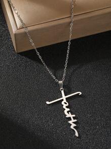 1pc Fashionable Vintage Stainless Steel Cross Pendant Necklace, Cool & Elegant Delicate Hanging Accessory