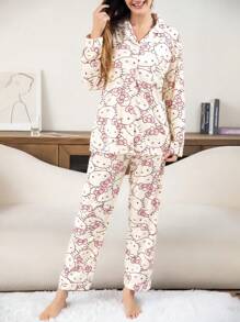 Sanrio 1 套日式风格卡通长袖睡衣女士睡衣套装