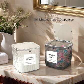 带盖洗衣凝珠容器，用于洗衣房整理和储存，洗碗机凝珠容器洗衣液凝珠支架，洗衣凝珠，密封且自动弹出