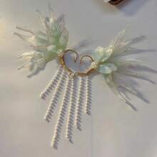 Women Fairy Ear Cuffs Beautiful Clip-On Mermaid Earrings Fashion Ear Cuffs Cosplay Accessories - Màu xanh lá cây đậm - Xem 4