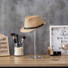 Perchero transparente elegante de acrílico para sombreros con correa de piel sintética negra - Perfecto para sombreros tipo fedora, pelucas y accesorios de cabello | Diseño independiente para decoración de dormitorio, centro comercial y peluquería, decoración de cabello