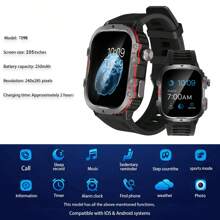 Eytlptoc 1.83 Inch Full Touch Smart Watch, For Men & Women, USB Charging, Wireless Calling & Message Reminder, Pedometer, Multiple Sport Modes Outdoor Fitness Watch, Exercise Tracking, Email Display, Activity Tracking, Positioning Navigation, Remote Camera/Music Control, Multi-APP Notification, Large Display, Compatible With Android & IOS