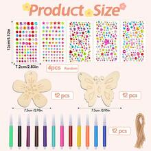 Moosono 40 Pieces Butterfly And Flower Craft Set, Includes Watercolor Pen & Gemstone Stickers, Decorative String Craft Kit, Suitable For DIY Birthday Crafts And Creative Projects - Multicolor - View 7