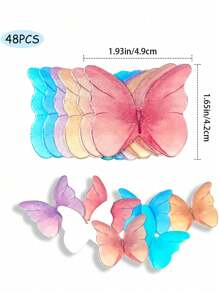 48 paquetes de decoraciones para cupcakes con mariposas 3D de papel de oblea rosadas, decoraciones encantadoras de mariposas para pasteles para bodas, baby showers, cumpleaños y fiestas