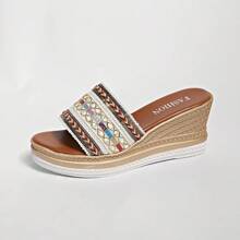 Women's Thick Sole Wedge Heel Vintage Beach Platform Sandals, Versatile For Outdoor,Casual & Comfortable