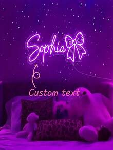 Customized LED Neon Sign With Bowknot, Personalized Neon Light, UV Printed LED Lamp, Adjustable Brightness, USB Powered, Wall-Mounted, Multi-Purpose For Bedroom, Living Room, Bar, Dorm, Amusement Park, School, Office, Party Decor, Ideal Gift For Family And Friends,Colorful,Kawaii,Minimal Chic,Cute,Custom,Personalized,Unique,Ideal Gifts For Him,Ideal Gifts For Her,Her,Boyfriend,Girlfriend,Family,Friends,Nightlight,Neon Lights,Home Goods,Room Decor,Holiday Decor,For Anniversaries,For Birthdays,For Weddings - Custom Neon Lights - View 13