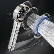 (Pojedyncza głowica prysznicowa/zestaw 3 szt.) Głowica prysznicowa ABS do użytku domowego, z filtrem i ciśnieniem, z 4 ustawieniami, z wężem ze stali nierdzewnej o długości 1,5 m i uchwytem na głowicę prysznicową ABS bez konieczności wiercenia