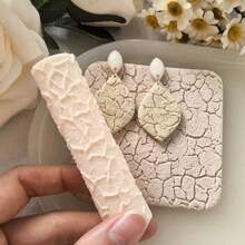 Rodillo texturizador de arcilla polimérica con patrón de grietas irregulares, rodillo texturizador de alta precisión para hacer joyas estilo bohemio, manualidades DIY decorativas como aretes, broches, colgantes, se utiliza con cortadores de arcilla polimérica