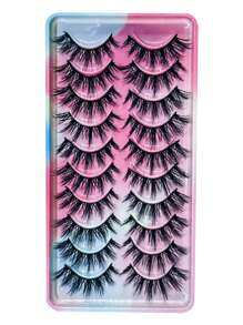 10 pares de pestañas postizas naturales y esponjosas de visón 3D, set de maquillaje con extensión de pestañas de visón, pestañas cortas