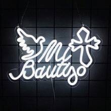 Enseigne au néon Mi Bautizo/Cher Dieu merci/Faites confiance au Seigneur/Croix, Lumières au néon de croix LED pour décoration murale, Lumières au néon de Jésus pour la chambre à coucher, Jour du baptême, Église chrétienne, Fête d'anniversaire, Décoration de Pâques, Mariage, Éclairage d'ambiance pour la décoration de la maison, Alimentation USB réutilisable, Facile à installer.
