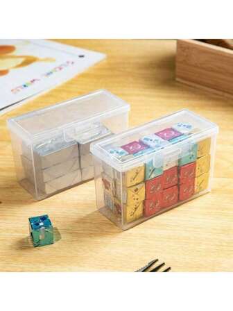 1pc Transparent Food Storage Box, Cheese Fridge Container For Scallion, Ginger, Garlic, Fruit, Flip-Top Butter Divider