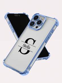 1 carcasă de telefon personalizată cu design personalizat, silicon moale, electrolizat, albastru, cu 4 colțuri, anti-cădere, compatibilă cu 16/15/14/13/12/11 Pro/ProMax/14 Plus/16e/PROMAX/A13/A14/A15/A53/A55/A54/A55/S23/S23ultra/S24ultra/S25/Sam, Galaxy, Redmi, OPPO, Honor, Infinix Smart 8, Moto G30 - cadou memorial personalizat, ușoară, confortabilă, anti-cădere