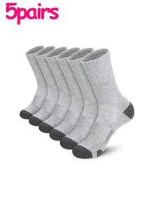5 đôi tất thể thao bóng rổ cao đến bắp chân màu đen, trắng, xám cỡ lớn dành cho nam, tất đi làm, mùa thu - Nhiều màu - Xem 9
